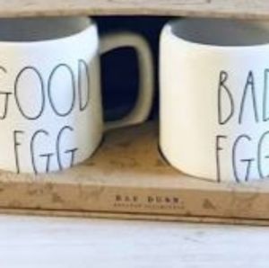 Rae Dunn Good egg bad egg mugs